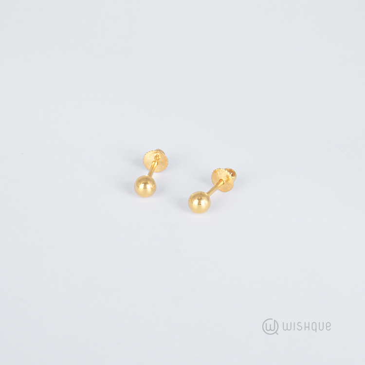 22kt Gold Ball Earrings Earrings Wishque