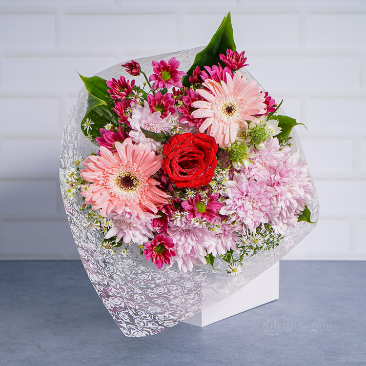 Happy Blooms Bouquet Birthday Wishque