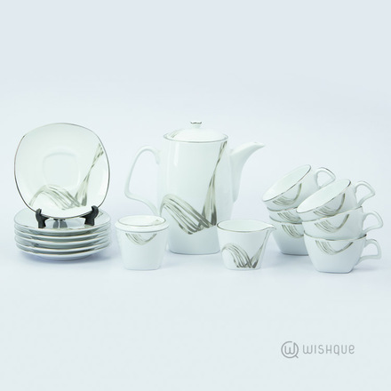 Fancy Wave Platinum 17 Pcs Tea Set