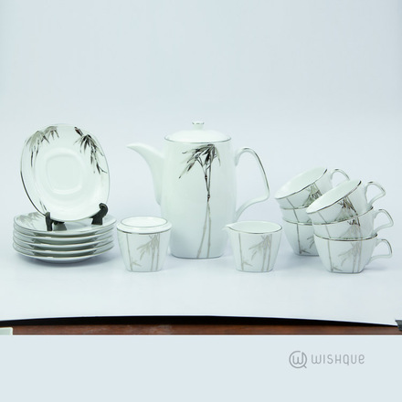 Bamboo Silver 17 Pcs Tea Set