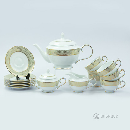 Jewel Cream 17 Pcs Tea Set