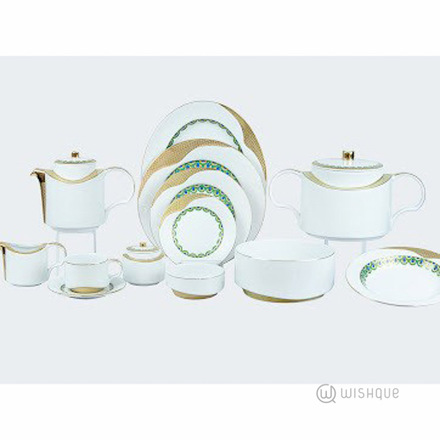 Embossed Gold Peacock 93 Pcs Dinner Set