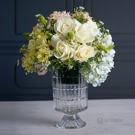 Pastel Hues Crystal Glass Vase Arrangement