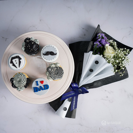 I Love Dad Cupcake & Fresh Flower Gift Set