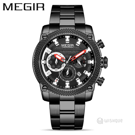 MEGIR Business Chronograph Quartz Watch For Men Black MS2134G-BK-1