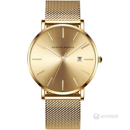 HANNAH MARTIN Fashion Watch Calendar Business Style Gold Gold 151CC-WJJ