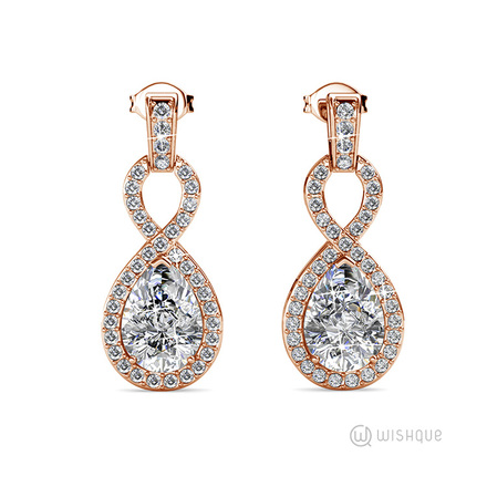 Dew Drop Earrings With Cloe Crystals Rose-Gold Plated