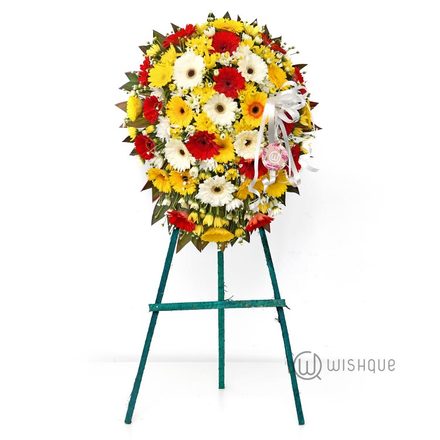 Multicolored Geberas Funeral Standing Wreath