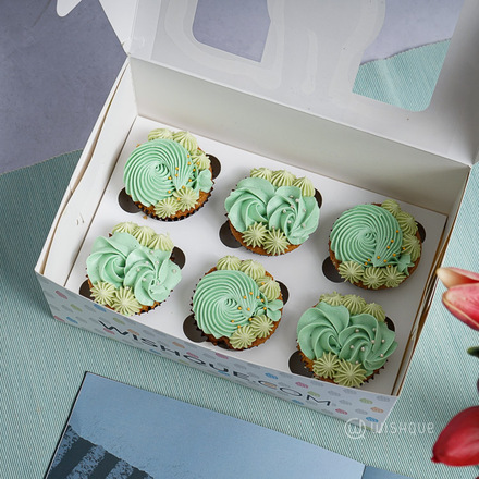 Pastel Green Cupcake Box of 6