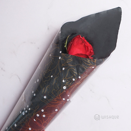 Single Red Rose With Letter Wrapping