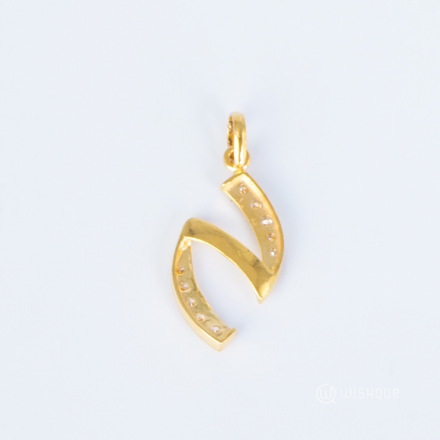 22kt Gold Spiral Pendant with Zercone