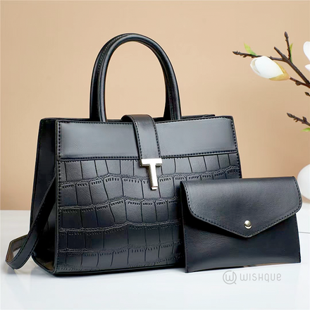 Black Ladies PU Leather Clutch Bag