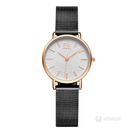 SK Super Slim Silver Mesh Stainless Steel Ladies Watch - K0006L16