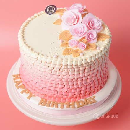 Pinky Floral Ribbon Cake