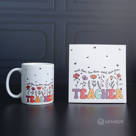 The Most Loved Teacher Greeting Card & Printed Mug