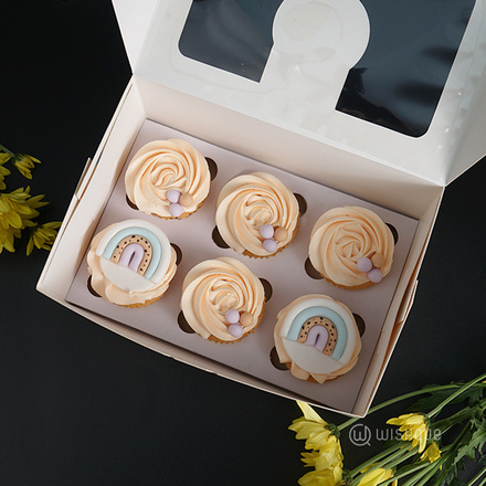 Rainbow Vanilla Cupcake Box of 6