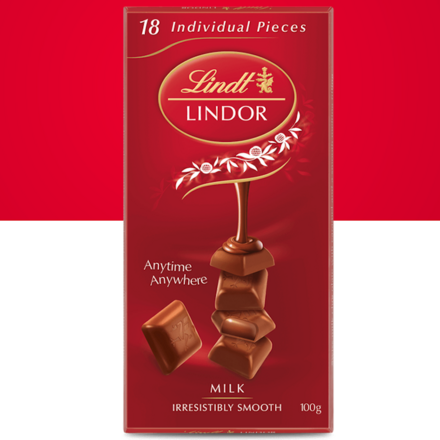 Lindt LINDOR Milk Chocolate Block 100g