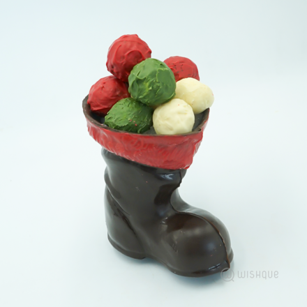 Dark Chocolate Santa Boots Filled With 9 festive Flavored Truffles