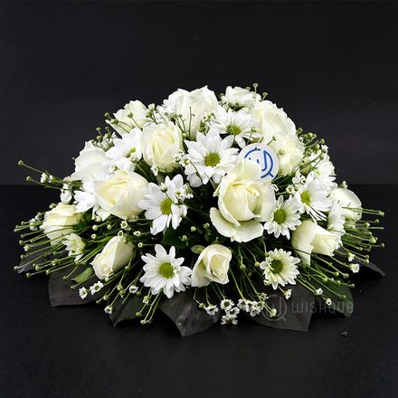 White Rose Coffin Wreath