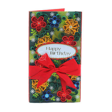 Red Ribbon Floral Card