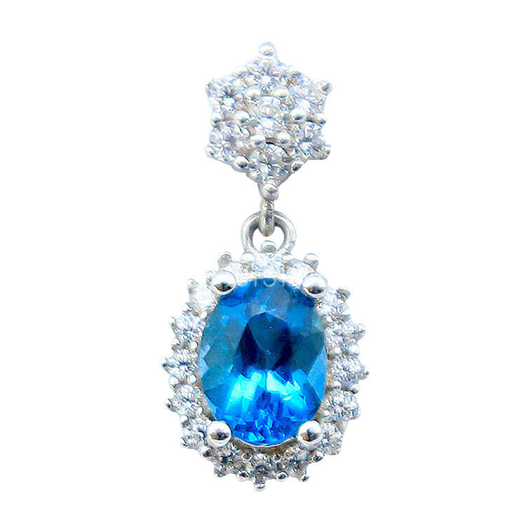 Blue Topaz & Zirconia Silver Pendent - Wishque | Sri Lanka's Premium ...