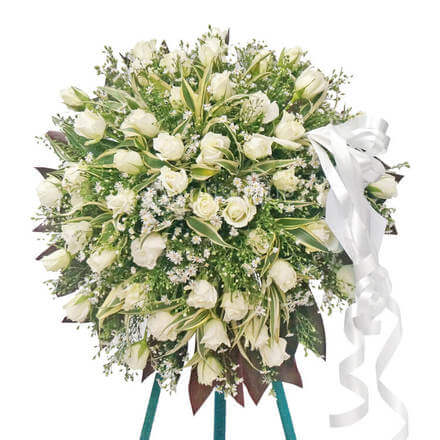 Funeral Standing Wreath - White Rose