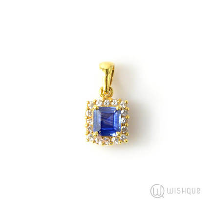 Natural Corundum Blue Sapphire 1.08ct Yellow Gold Pendant