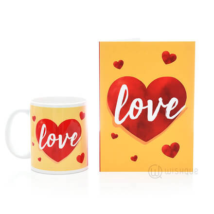 Love Heart Greeting Card & Printed Mug
