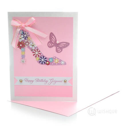 Blush Girl's Floral Shoe Birthday Card