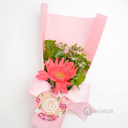 Pink Gerbera Single Flower Arrangement