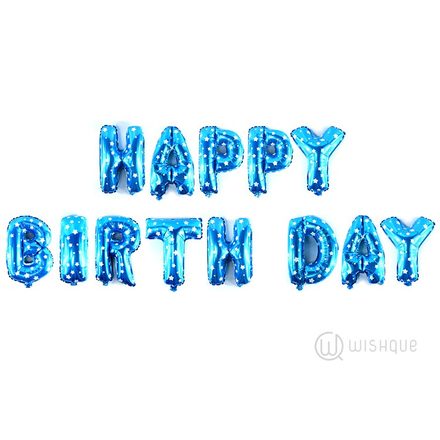 HAPPY BIRTHDAY Letters Blue Stars Balloons Pack