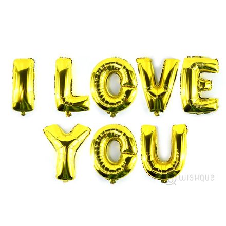 I LOVE YOU Letters Balloon Pack In Gold