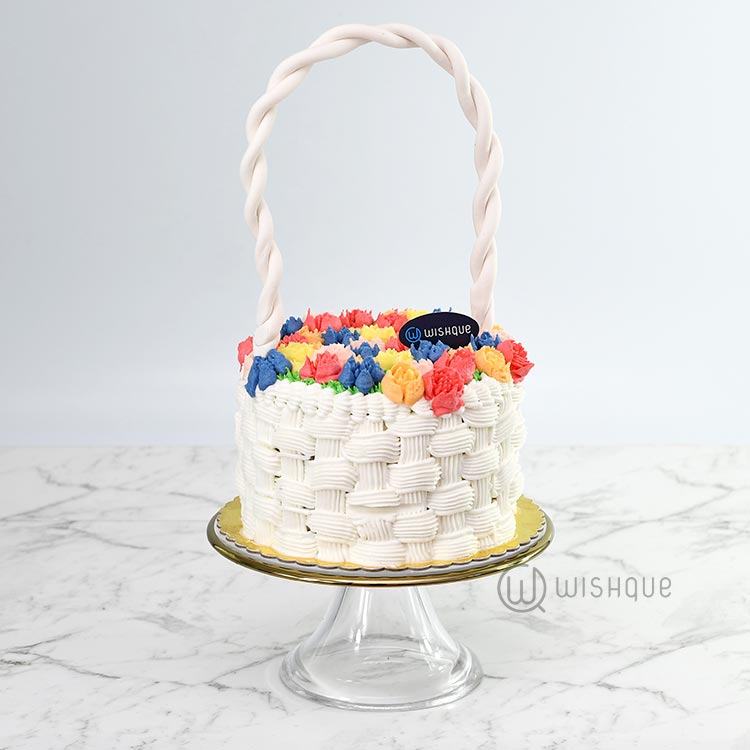 Flowers with Basket Weaving Cake – Moeller's Bakery