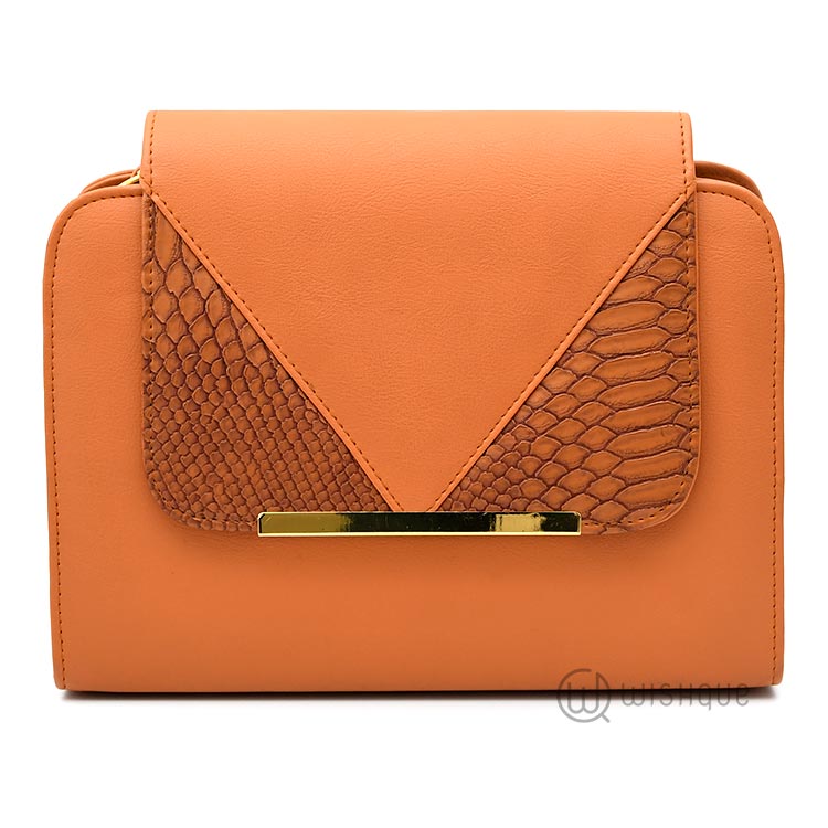 orange snakeskin bag