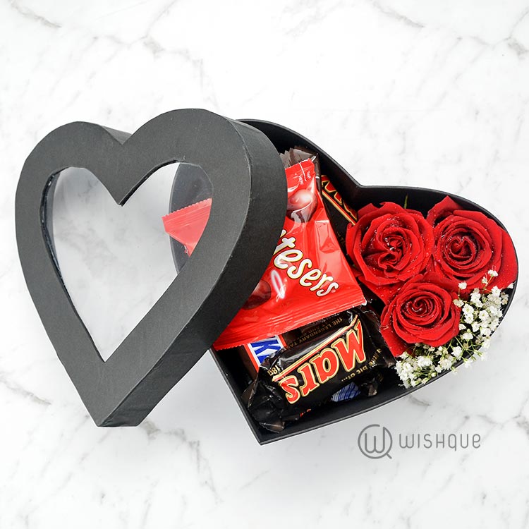 Chocolates & Roses Heart Box