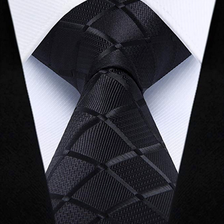 HISDERN Men's Business Tie Plaid Check Tie & Handkerchief Set Black ...