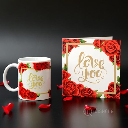 Love You Printed Mug & Greeting Card