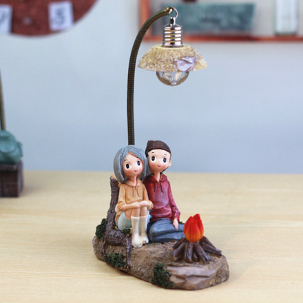 Romantic Camping Date Couple Ornament with Night Light