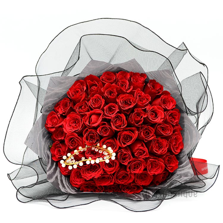 Love You Unconditionally 50 Red Roses Bouquet Wishque Sri Lankas Premium Online Shop Send 8690