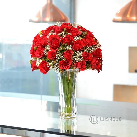 Remember Me 50 Fresh Red Roses Vase