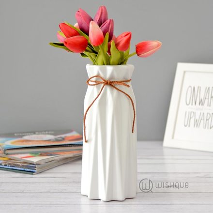 Origami Ceramic Vase - White