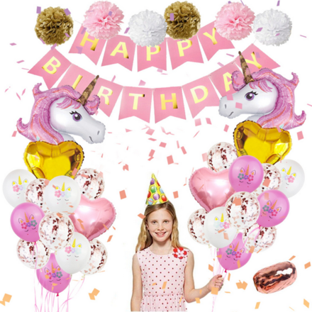 Unicorn Pink And Gold Theme Birthday Party Decor Set
