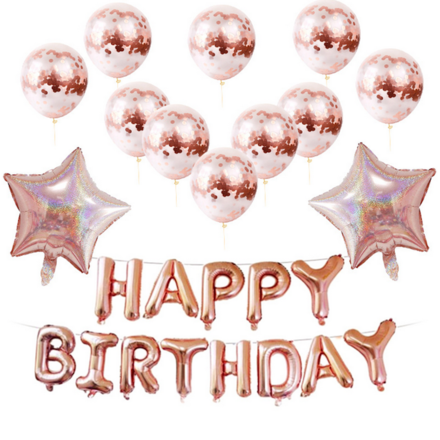 Happy Birthday Rose Gold Party Decor Pack