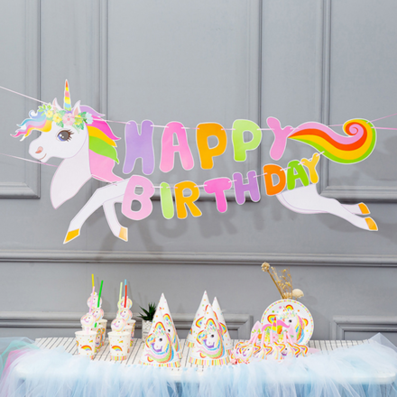 Unicorn Theme 6 People Party Accessory Set