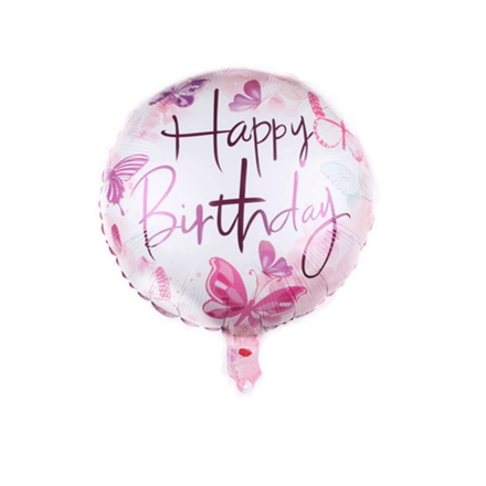 Happy Birthday Pink Butterflies Foil Balloon