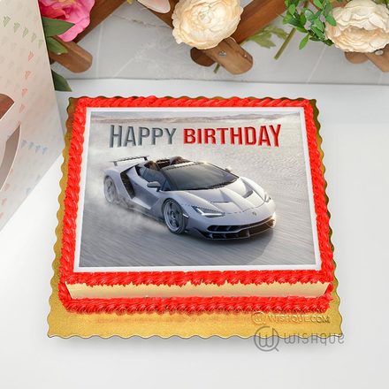Lamborghini Sports Car Edible Print Cake 1.5Kg