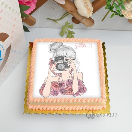 Smile Girl Edible Print Cake 1Kg