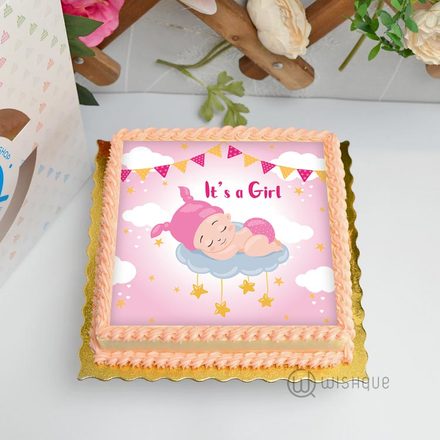 It's A Girl Edible Print Cake 1Kg