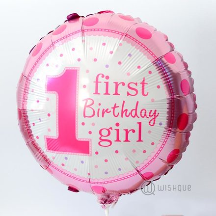 First Birthday Girl Foil Balloon