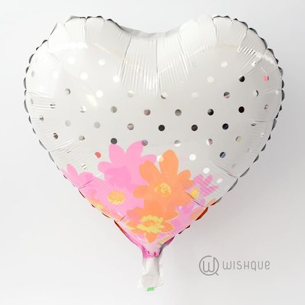 Silver Dots Heart Shape Foil Balloon